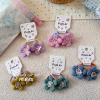 New cute flower-colored fabric children's hair tie for spring 2025, sweet and fresh high-elasticity rubber band headwear for little girls details Picture